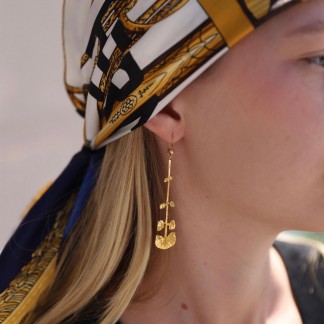 Earrings with Gingko in 24K gold plated brass